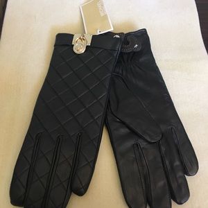 Michael Kors black leather gloves size xl
